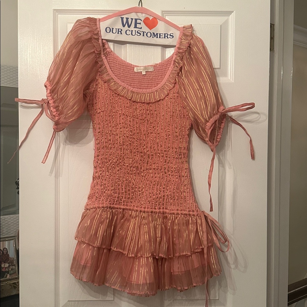 LoveShackFancy Peach Ruffled Blouse